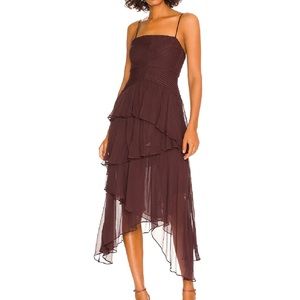 Shona Joy x Free People Olympia Brown Chiffon Asymmetric - Size 2 NWT